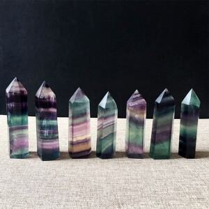 홈수집품 다채로운 스톤 크리스탈 지팡이 천연 형석 원석 포인트 힐링 50-60mm