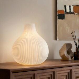 RONDURE 8.7인치 모던 세라믹 테이블 램프, 침실, 거실 및 나이트스탠드용 베드사이드 흰색 반투명 그늘막, 따뜻한 앰비언트 조명, 홈 데코