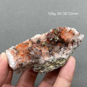 천연  복건 레드 크리스탈과 칼피 라이트 거친 광석 표본