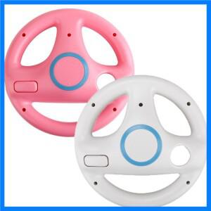 2Pcs 플라스틱 혁신적이고 인체 공학적 디자인 게임 레이싱 스티어링 휠 Nintendo Wii 카트 레이싱 게임 리