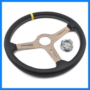 15 인치 380MM 자동차 수정 스티어링 휠 오프로드 대구경 가죽 경쟁 레이싱 스티어링 휠 도구 유니버설