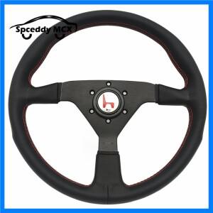 자동차 블랙  가죽 14인치 350mm v1 이탈리아 레이싱 드리프트 스포츠 스티어링 휠 플랫