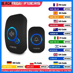 Fuers-M557 무선 초인종 433Mhz 가정용 웰컴 스마트 초인종 150M 장거리 무선 거리 32 곡 가정용 웰컴 도어