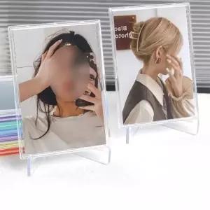 (색상 투명)아크릴 스탠드 포카 거치대 투명 액자 프레임 탑로더 사진 받침