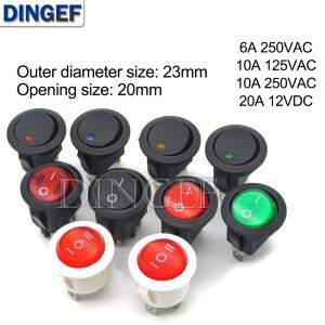 1PCS 라운드 로커 스위치 LED 조명 자동차 대시 보드 보트 밴 ONOFF 12V 24V 6A 250V 10A 2PIN 20MM