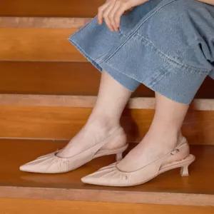 [지쎄]천연가죽 국내수제화 자르딘 셔링 슬링백 GIS-45238