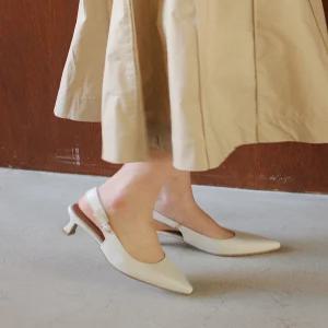 [지쎄]천연가죽 국내수제화 카디 스틸레토 슬링백 GIS-46240