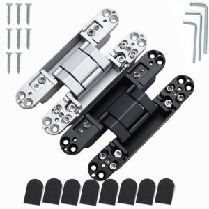 2PCS 보이지 않는 문 경첩, 숨겨진 조정 가능한 크로스 나무 외부 개방