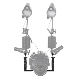 PULUZ 알루미늄 합금 수중 트레이 안정기 듀얼 핸들 카메라 다이빙 하우징 브래킷 비디오 라이트 마운트 홀