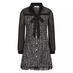 [하프클럽/예쎄](예쎄) 하객룩 쉬폰 트위드 배색 원피스(S6SOP002A)