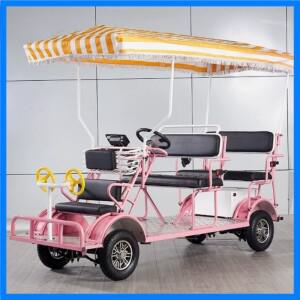 공장가 가족용 탠덤 자전거 투어 중고 4륜 서레이 자전거 성인 4명 탑승 가능 긴 캐노피 포함