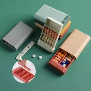 밀폐 휴대용 6칸 알약통 파스텔 케이스 ABS 알약박스 실리콘 알약