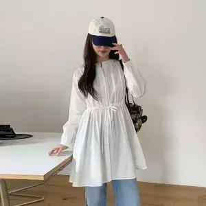 [하프클럽/]여자 밴드넥 핀턱 허리스트링 플레어 미니원피스