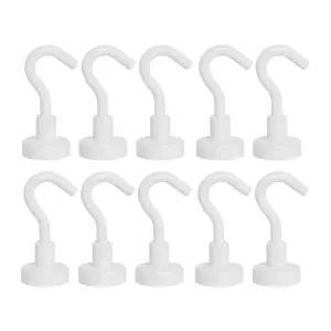 초강력 네오디움 고리자석 후크 16mm 흰색 1SET(10P)현관 마스크걸이 냉장고 스텐 마그네틱 옷걸이 원형 벽