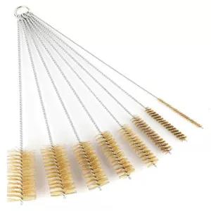 황동 브러시가 포함된 16인치 엑스트라 롱 파이프 클리닝 브러시 세트 자동차 부품 병 튜브 등을 위한