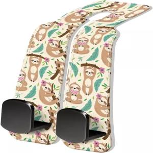 AXRQLSU PU 가죽 카시트 후크 보관 헤드레스트 행거 귀여운 자동차 뒷좌석 정리함 지갑용 카 및 나무늘보