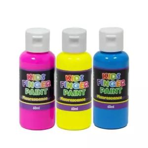 키즈 핑거페인트 형광색60ml 3색 세트물감 미술 그림 어린이용 용물감 놀이 광물감