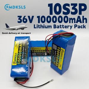 신형 36V 100000mAh 10S3P 18650 배터리 팩 내장형 15A BMS 전동 스쿠터 리튬 500W