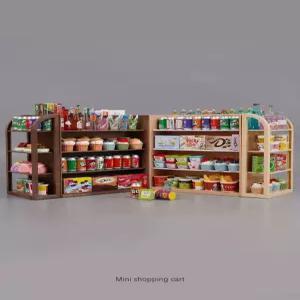 미니어처 편의점놀이 슈퍼마켓 사면 라이트우드 인테리어소품 선반 모형 라이트우드