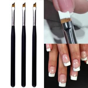 프렌치 팁 네일 브러쉬 하프 문 비스듬한 헤드 블랙 핸들 UV 젤 아크릴 페인팅 드로잉 펜