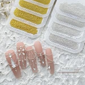 0.4-3.0mm미니 소형 유리 캐비어 금속 비즈 네일 참 골드/실버/화이트 스틸 볼 스터드 3D 마이크로 다이아