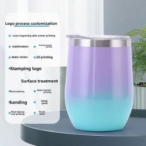 304 스테인리스 스틸 계란껍질 컵 휴대용 스포츠 보온 머그 레드 와인 패션 심플 U자형 12온스 큰 배 계란