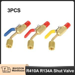 에어컨 냉매 AC 냉동 충전 호스용 차단 밸브 컬러 코드 R410A R134A 3 개