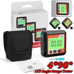 360 ° 정밀 디지털 경사계 미니 소형 4x90 마그네틱 스피릿 레벨 각도 파인더 게이지 계량기 기울기 측정