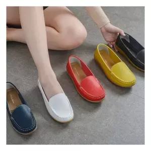 유세븐 발편한 볼넓은 봄 가을 여성 소가죽 단화 슬립온 로퍼 플랫슈즈 효도화 유니폼화 근무화 DM1005