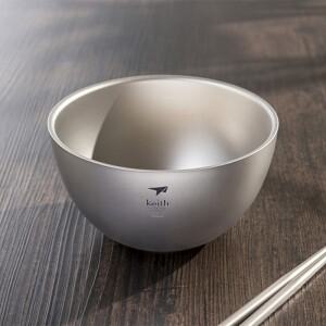 Keith 티타늄 그릇 이중 레이어 화상 방지 야외 캠핑 피크닉 식기 밥 과일 샐러드 국수 850 ml