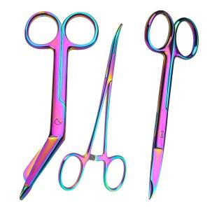 커터 카타레인보우 티타늄 코팅 봉합 제거 가위 전문 실험실용 재봉 공예 에 이상적