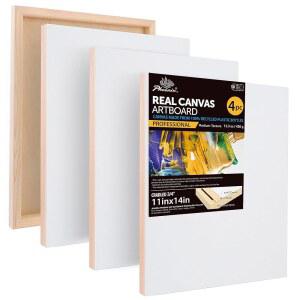 수축 방지 아트 헤비 4인치 크래들 캔버스가 100 페인팅 듀티 아트보드 오일 보드 12 11X14인치 패널 4팩 우드 페인트용