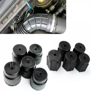 10 PCS 자동차 A/C 밸브 코어 캡 R134a 고압 및 저압 포트 수리 시스템 충전 누수 방지 씰 범용 서비스