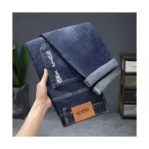 남성용 슬림핏 청바지 허리 자수 하이스판 클럽 바지 스키니 KS1