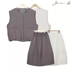 [젬마/Jem.A] 여성 누빔 베스트/스커트 투피스 세트 25w