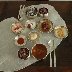 명성유기 방짜 매화 2인 반상기 유기그릇세트