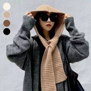 와이드핏 후드 모자머플러 케이프 후드넥워머 목도리 니트목도리