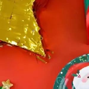 쌍문상회 장식 소품 18cm크리스마스접시 산타 파티 테이블용품 종이접시