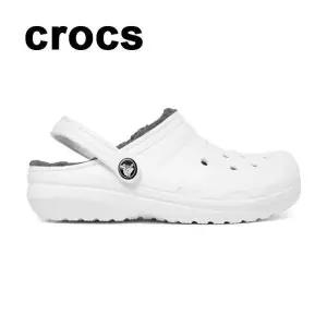 [크록스]클래식 라인드 클로그 털신 성인키즈 화이트 207010-10M 916023