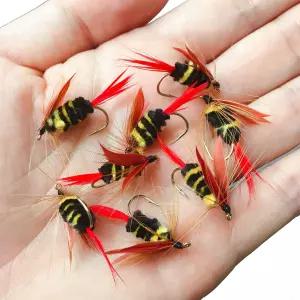 프리미엄 핸드타이 가짜 꿀벌 트라우트 베이스 팬피쉬용 습식 드라이 플라이 낚시 파리 님프 루어 박스