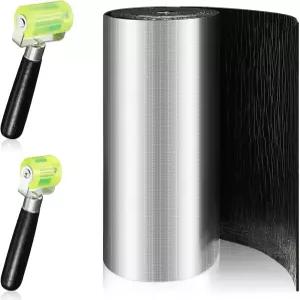 Zhengmy 10.8 평방 피트 196 밀 자동차 단열 매트 소음 차단 고무 롤러 자동 차단기 후드 천장 도어용 자가