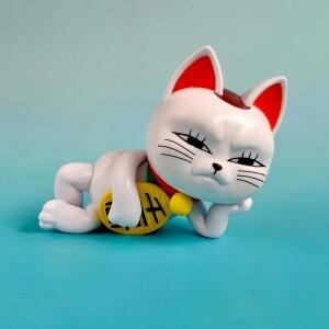 행운의 포즈 마네키 네코 애니메이션 피규어 세트 귀여운 측면 누워있는 고양이 자동차 장식 침실 캐릭터