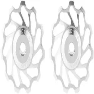 VGEBY 2Pc 후방 탈선기 휠 롤러 풀리 액세서리 11/13T(11T-실버) 11T 세라믹 베어링 10단