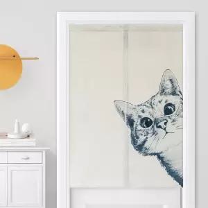 애니멀 프린팅 고양이 커튼 가림막 바란스