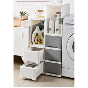 샤크팡 24CM 조립식 이동식 반반 틈새수납장 도어서랍형