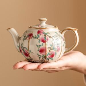 220ml 고급 루 가마 찻주전자 일본 핑크 장수 복숭아 티 메이커 1개 컵 2개 세트 다도 용품