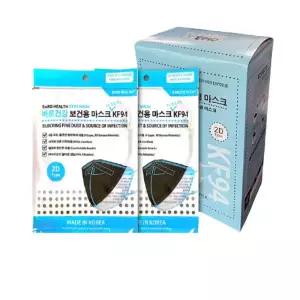 [기타][100매] KF94 바로건강 새부리형 마스크 대형 보건용 국산 블랙