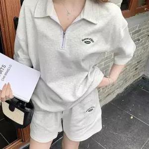 [골드스마일]여성 스포츠 반집업 반팔 티 반바지 운동복 트레이닝복