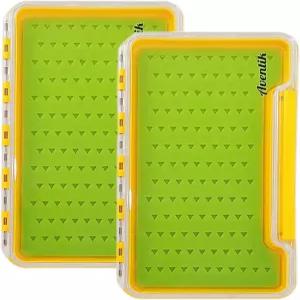 2팩 방수 실리콘 플라이 낚시 상자 디너 슬림 클리어 플라스틱 뚜껑 이지 그립 폼 도구 보관함(h048l