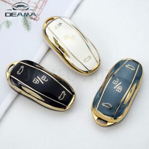 호환상품 TPU 자동차 스마트 키 케이스 커버 테슬라 호환 모델 3 S X Y용 원격 쉘 거치대 보호대 키체인 액